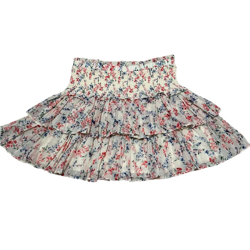 Floral A-Line Skirt with Ruffles